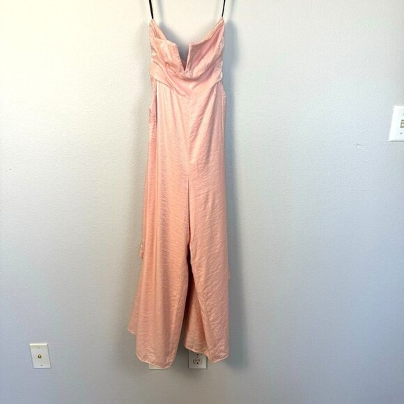 Majorelle Women's Naomi Jumpsuit Strapless Tie Waist Wide Leg Pink Cloud XXS - Picture 3 of 16